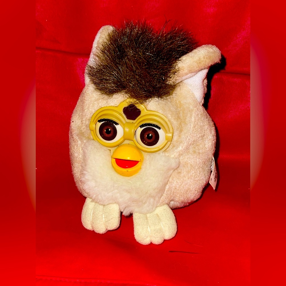 Tiger Cream & Brown Soft Furry Small Furby. EUC